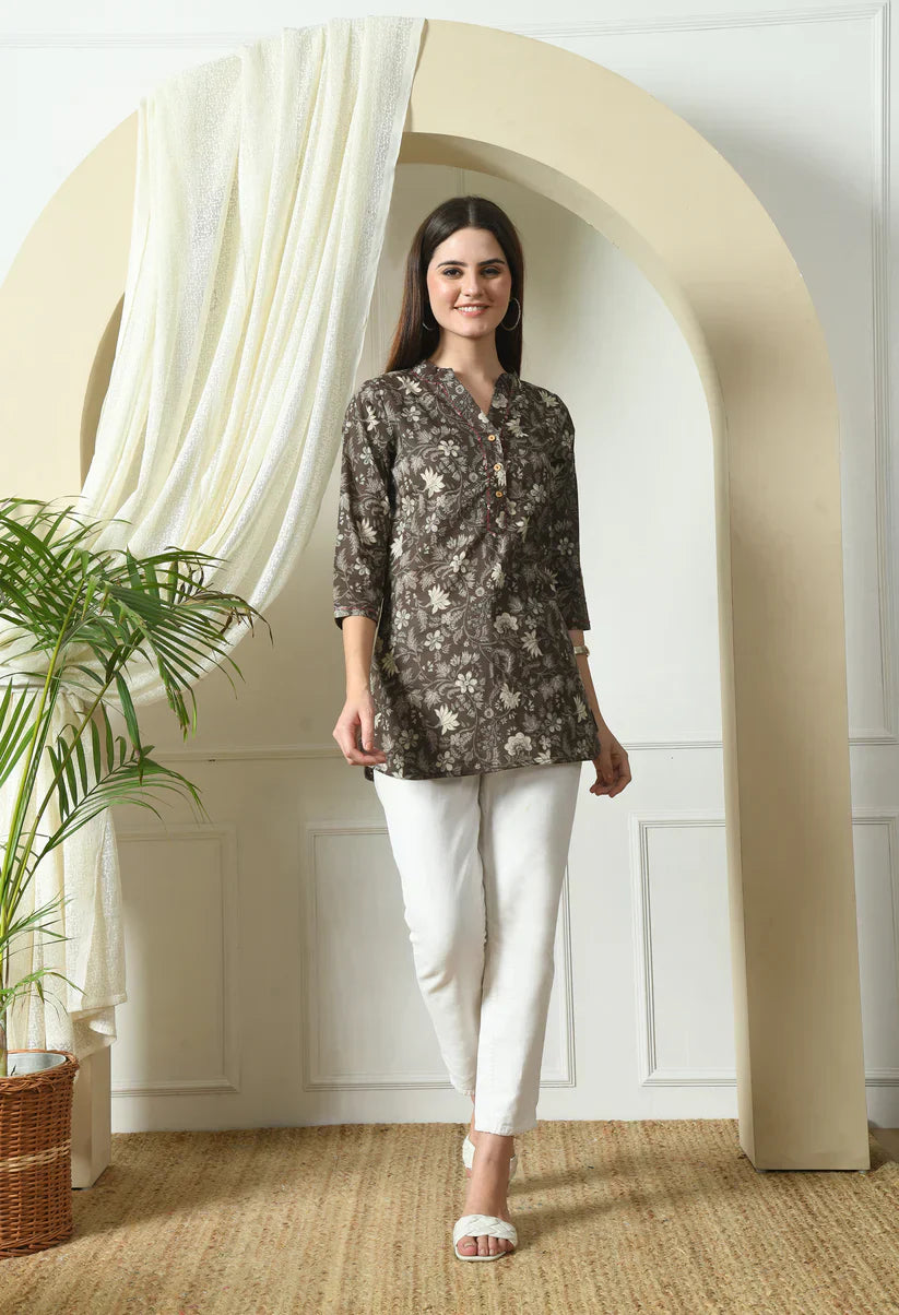 Pure Cotton Printed A-line Kurta