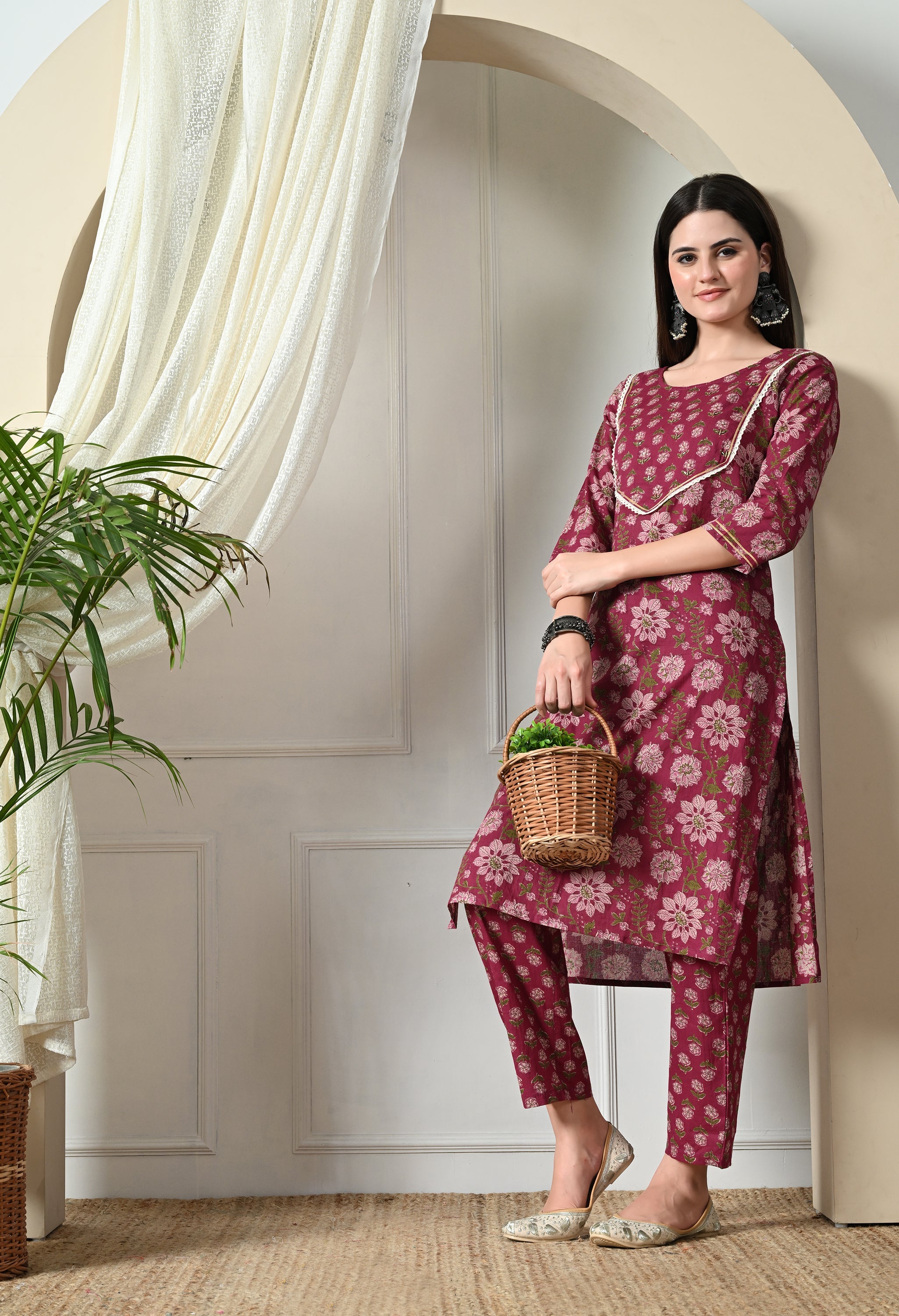 Burgundy Kurta Pant set