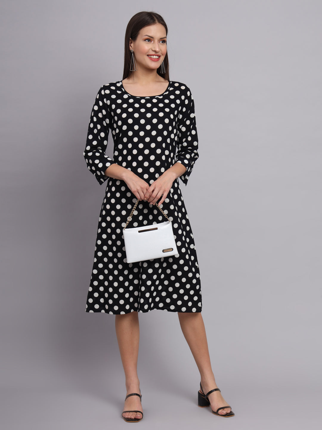 Black And White Polka Dot Aline Dress