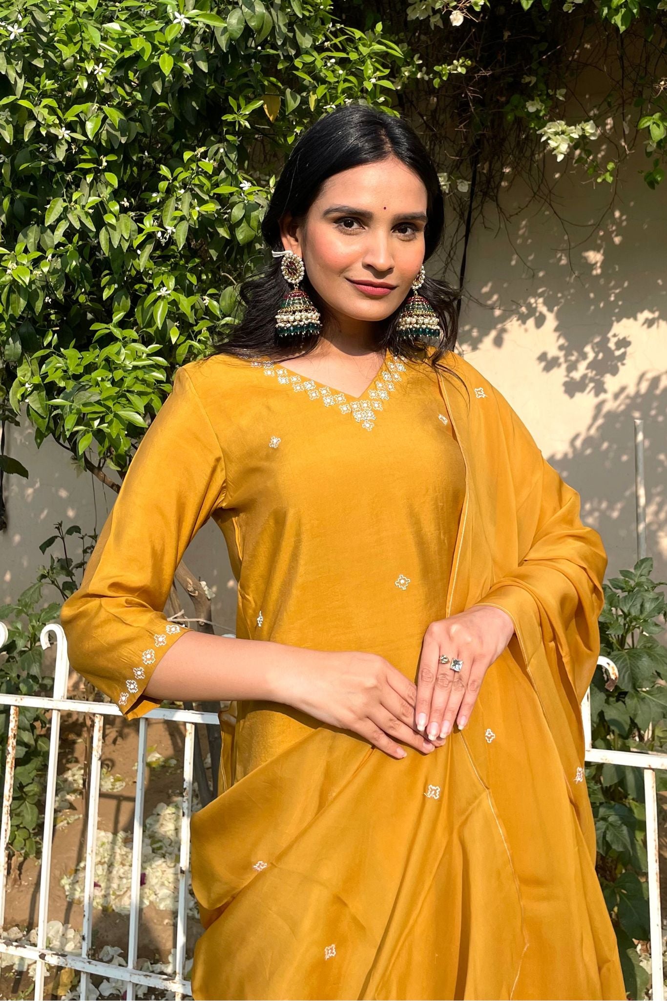 Satin Sheen Gold Kurta Set - House of Ayuda