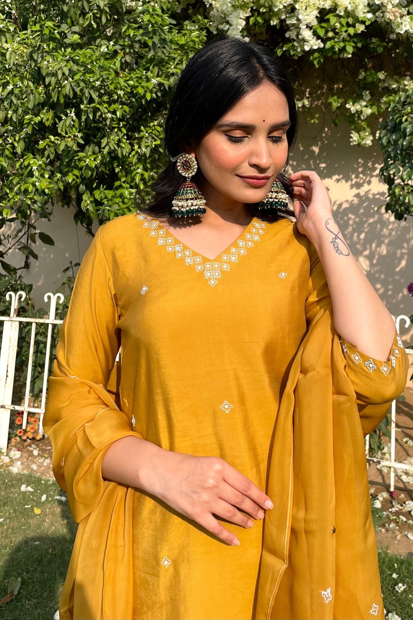 Satin Sheen Gold Kurta Set - House of Ayuda