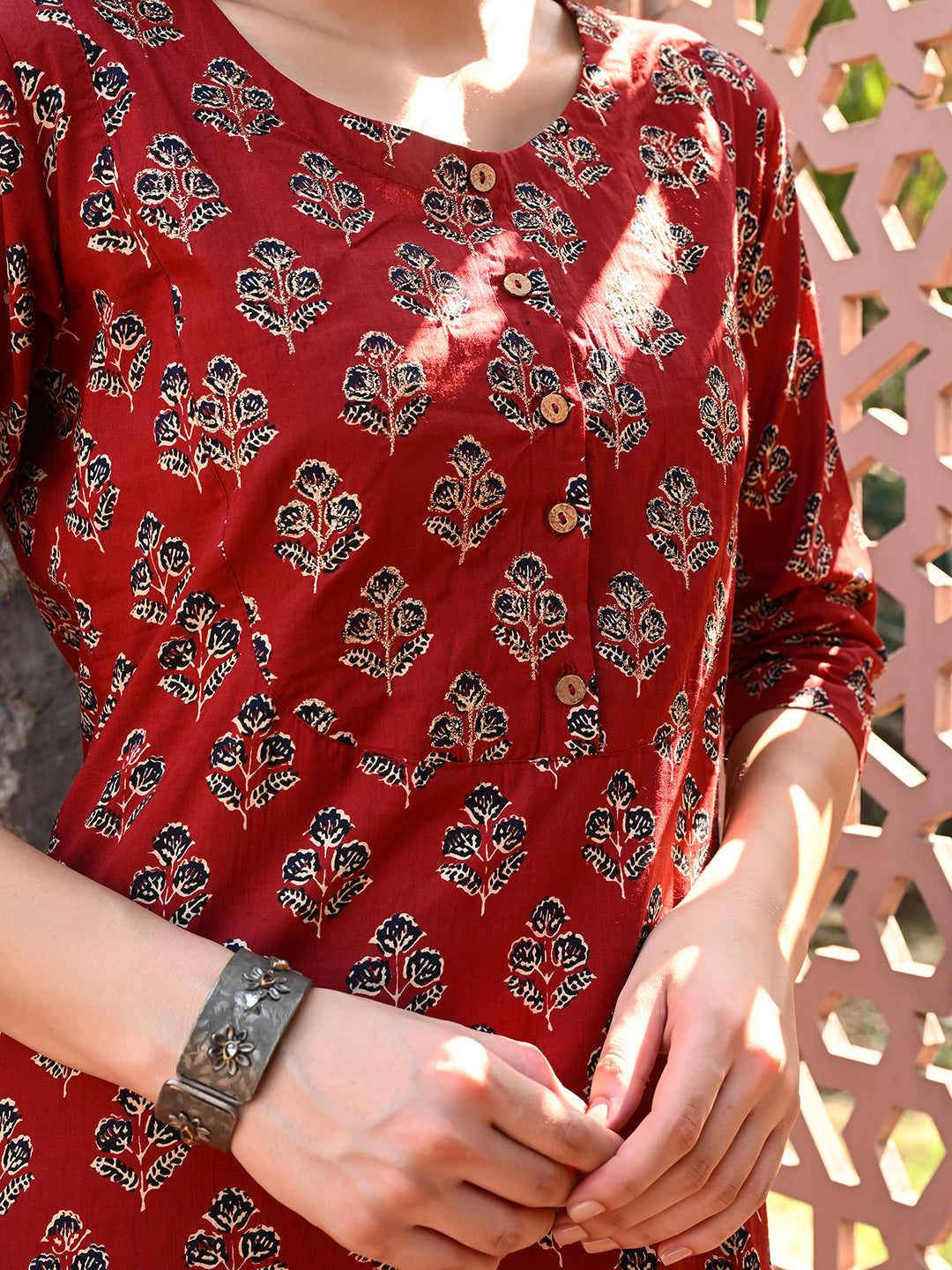 Maroon Embroidered Kurta Pant Set