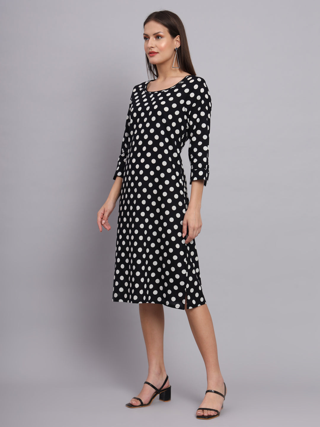 Black And White Polka Dot Aline Dress