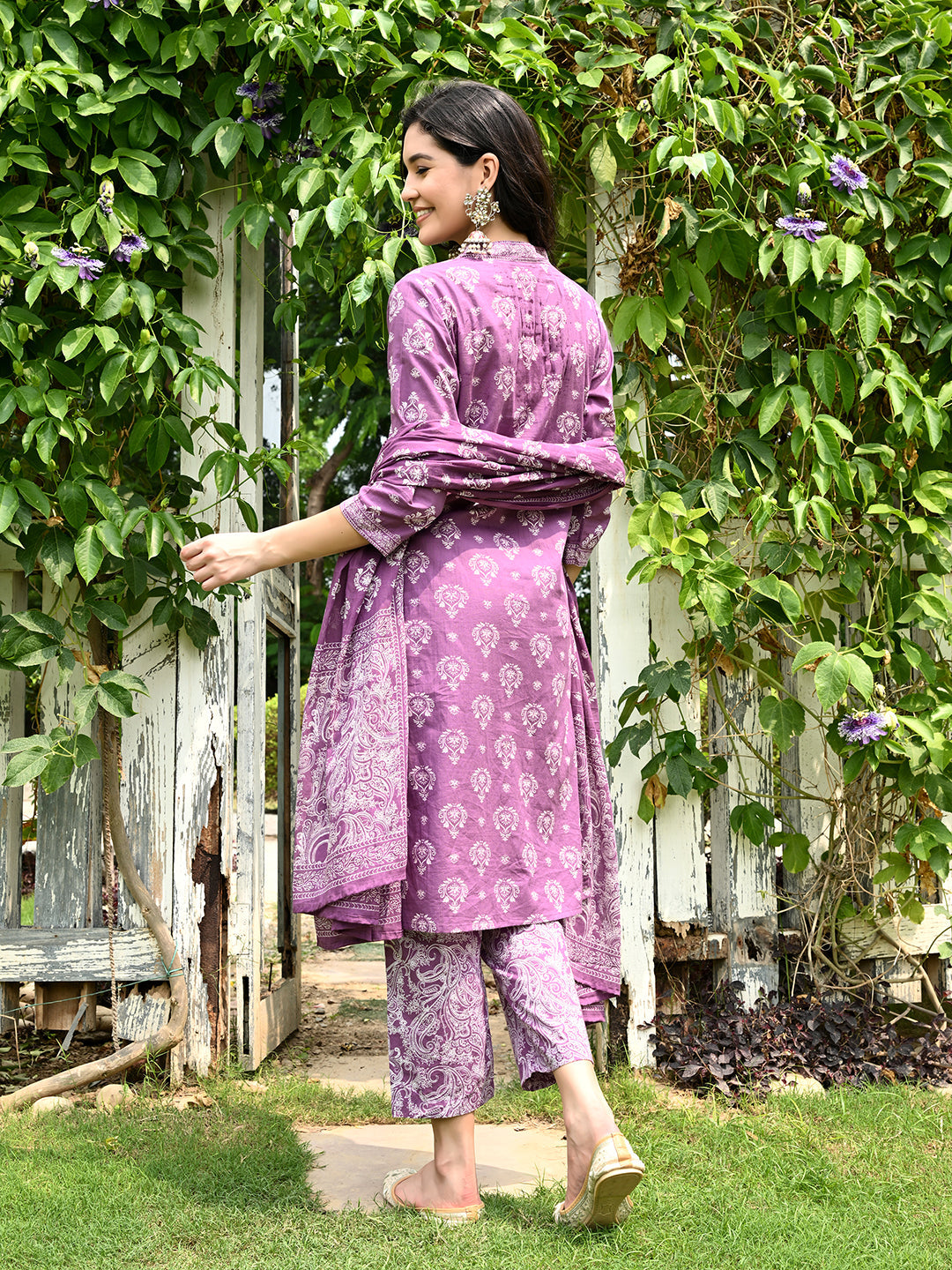 Purple Kurta Pant Dupatta Set