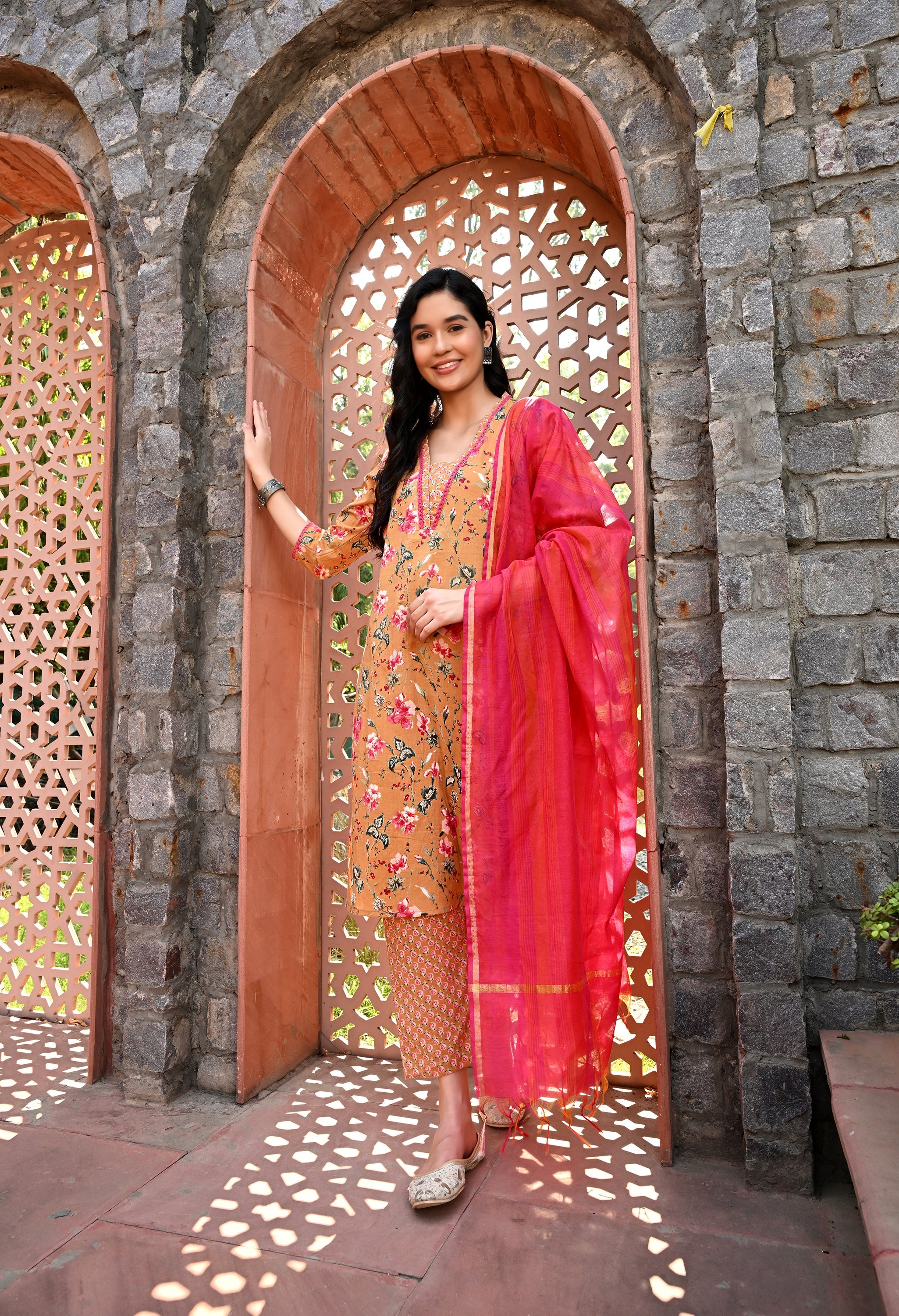 Yellow Kurta Pant Dupatta Set