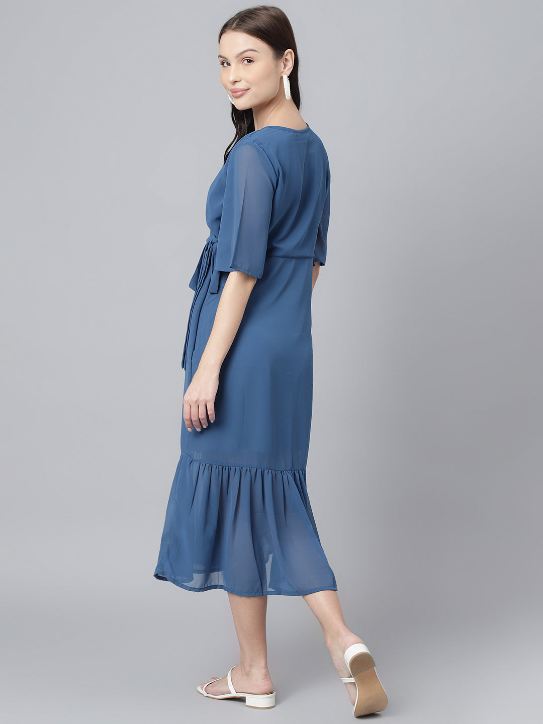 Blue Georgette Aline Midi Dress