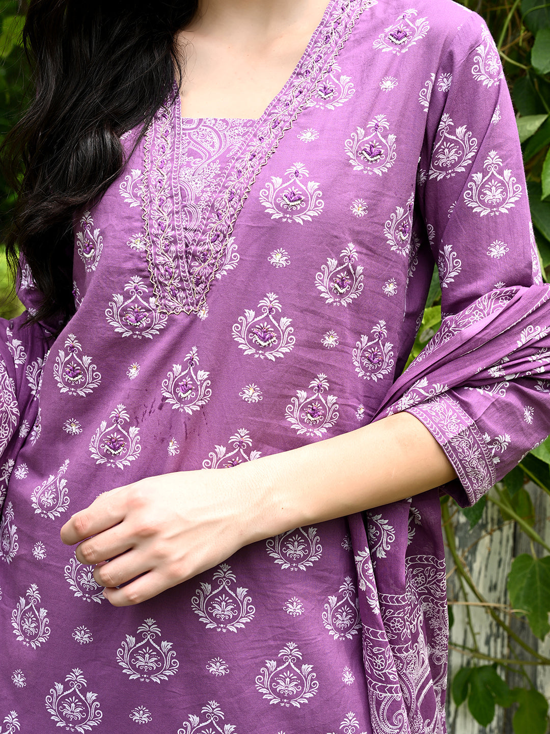 Purple Kurta Pant Dupatta Set