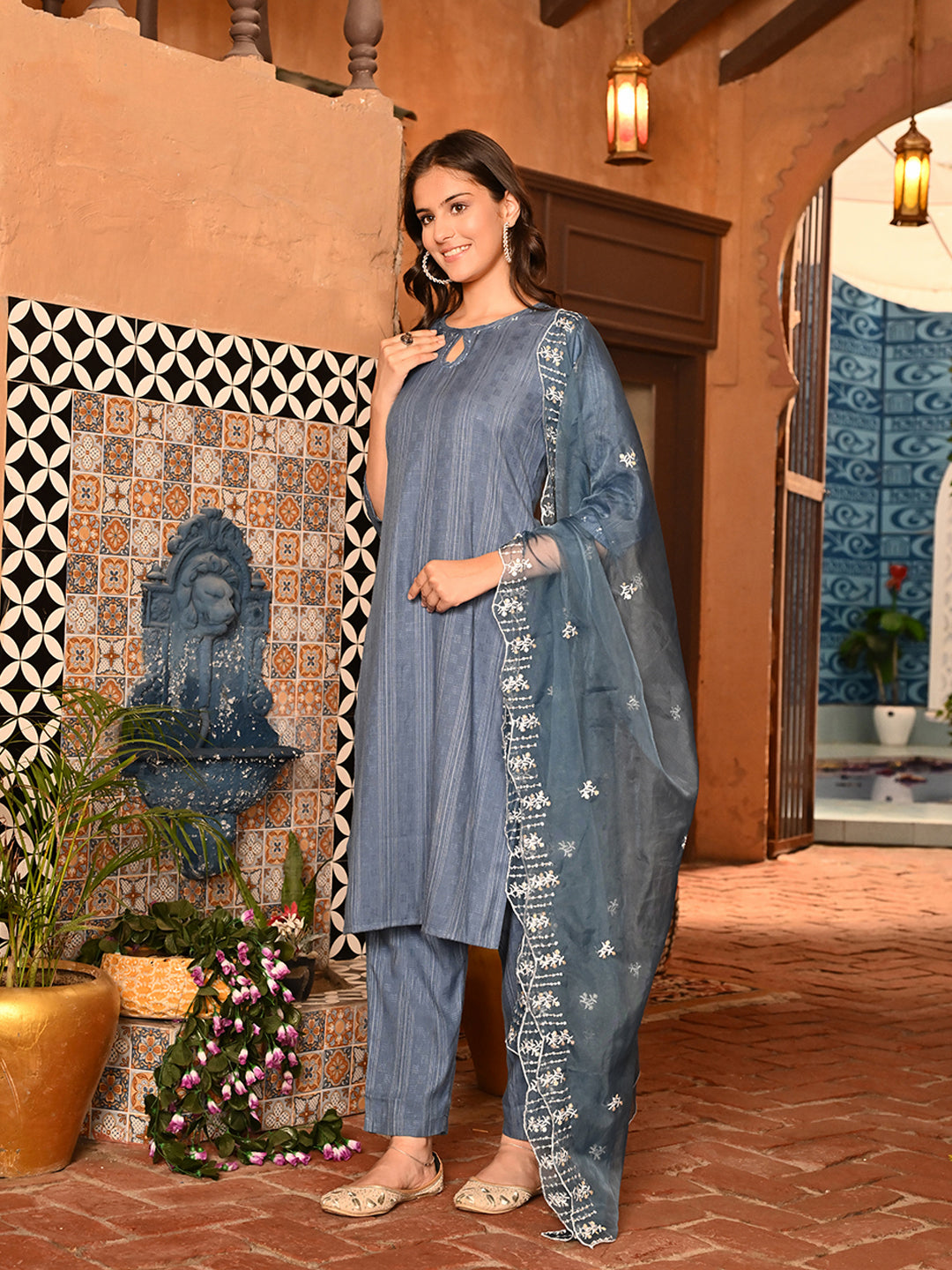 Miraya Embroidery Kurta Pant Dupatta Set