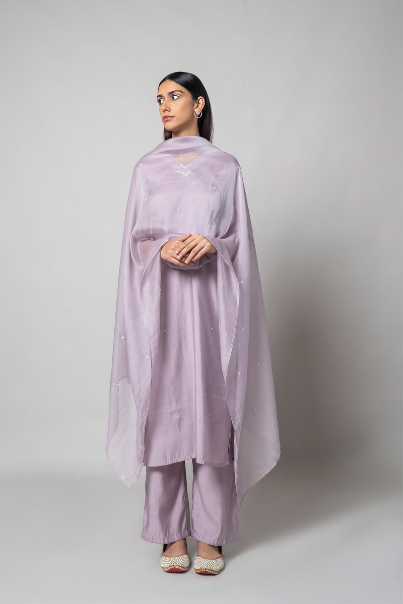 Wisteria Purple Silk Kurta Set - House of Ayuda