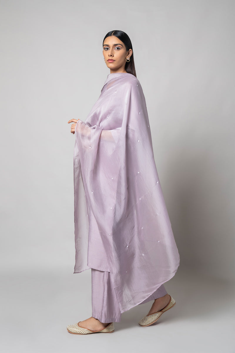 Wisteria Purple Silk Kurta Set - House of Ayuda