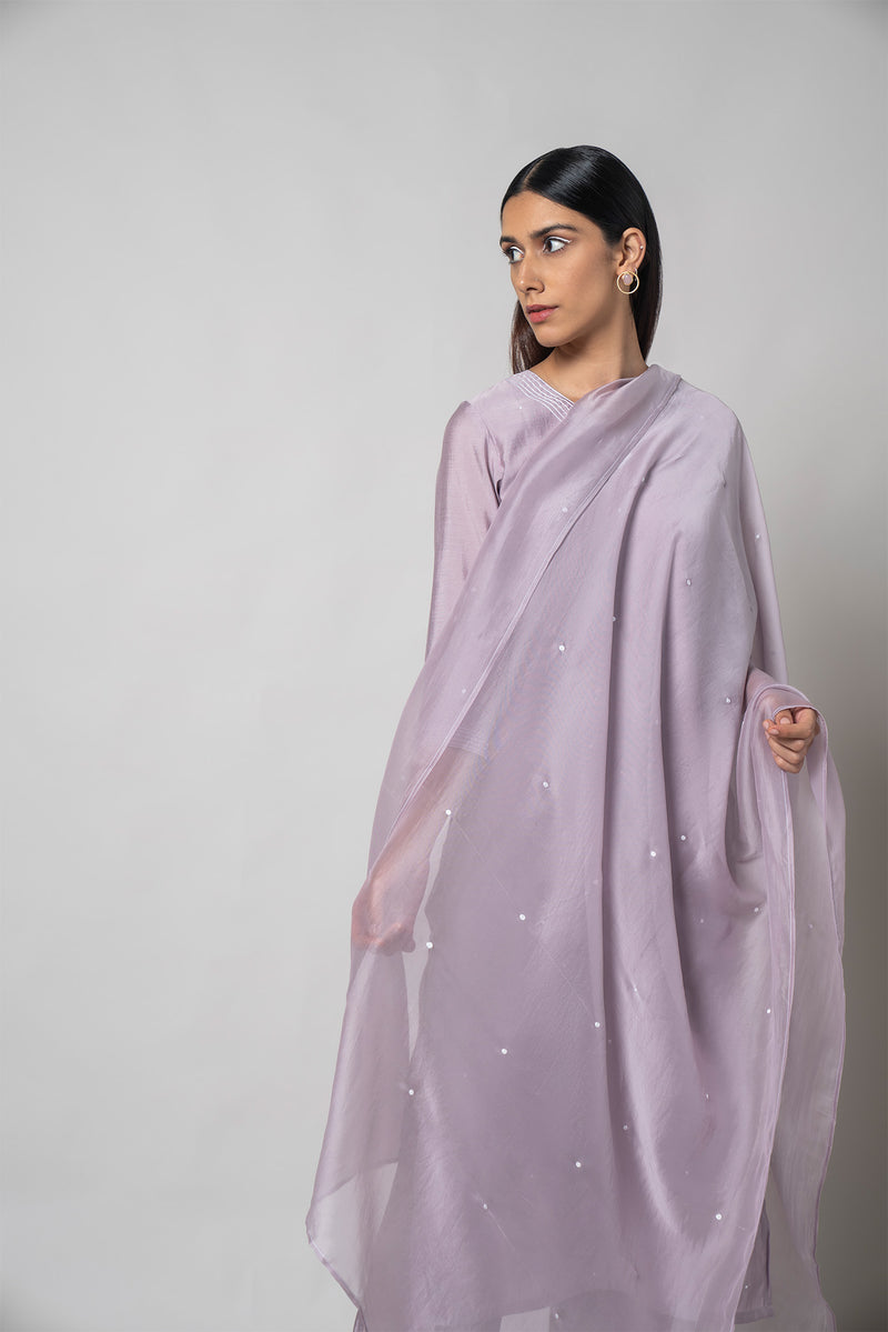 Wisteria Purple Silk Kurta Set - House of Ayuda