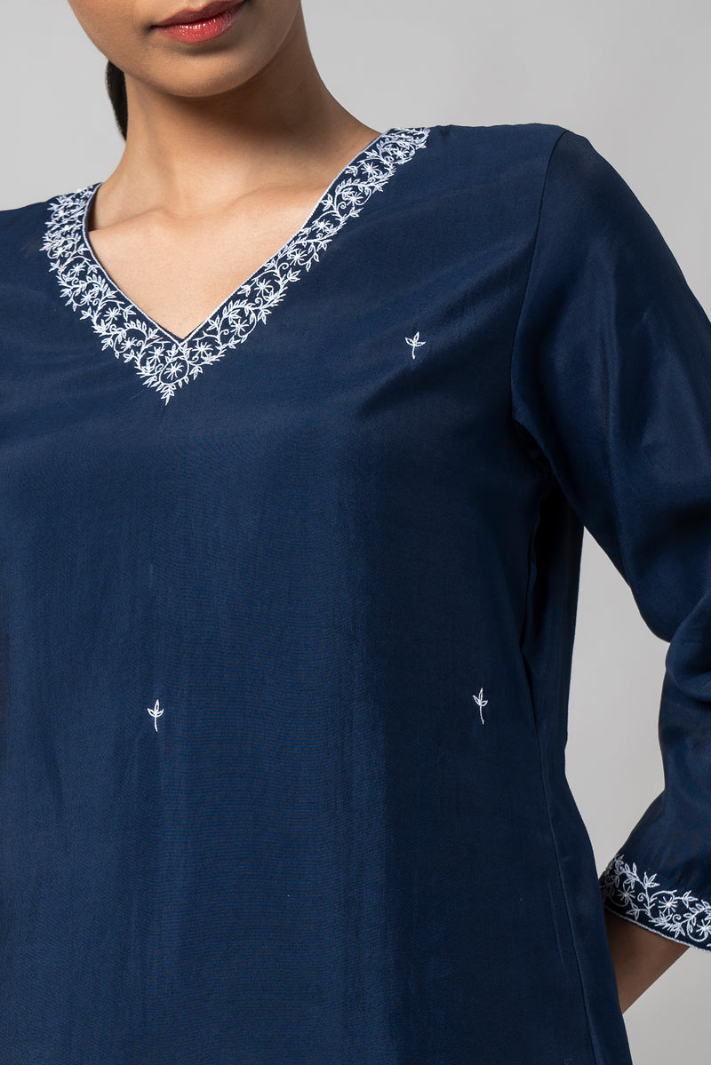 Zodiac Blue Silk Kurta Set - House of Ayuda