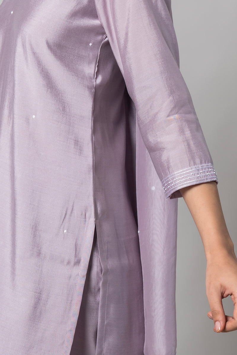 Wisteria Purple Silk Kurta Set - House of Ayuda