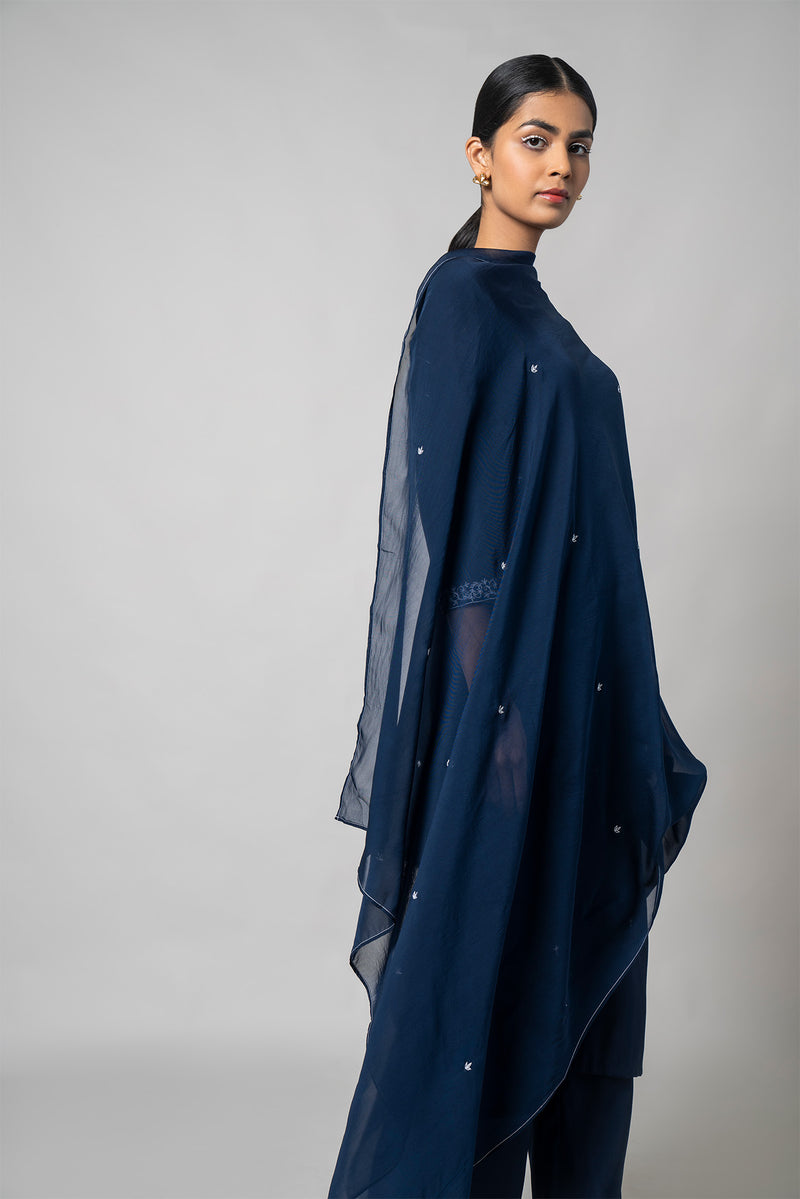 Zodiac Blue Silk Kurta Set - House of Ayuda