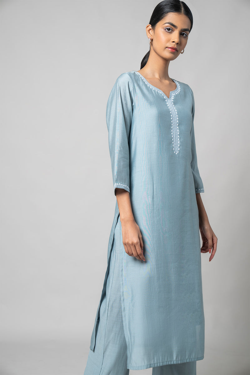 Mountain Mist Silk Kurta Set - House of Ayuda