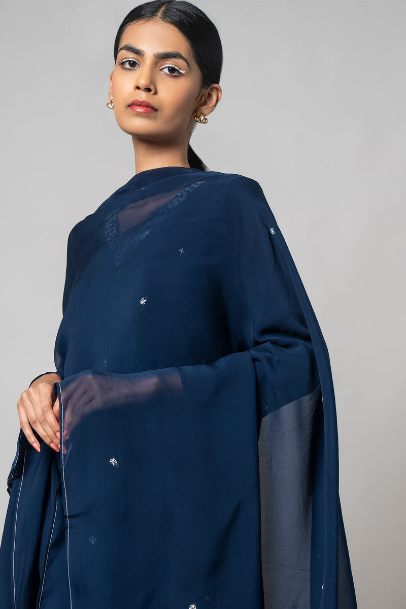 Zodiac Blue Silk Kurta Set - House of Ayuda