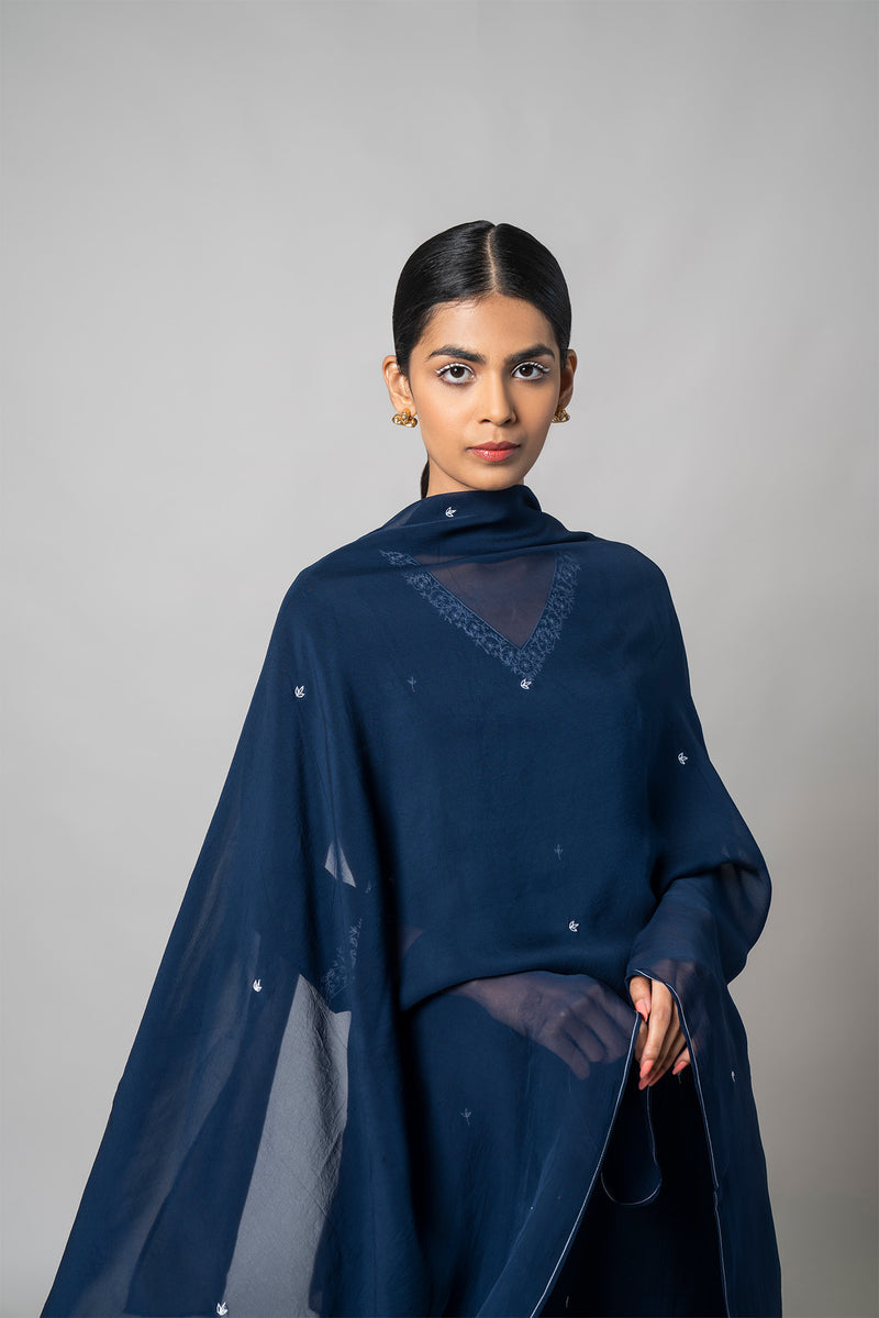 Zodiac Blue Silk Kurta Set - House of Ayuda