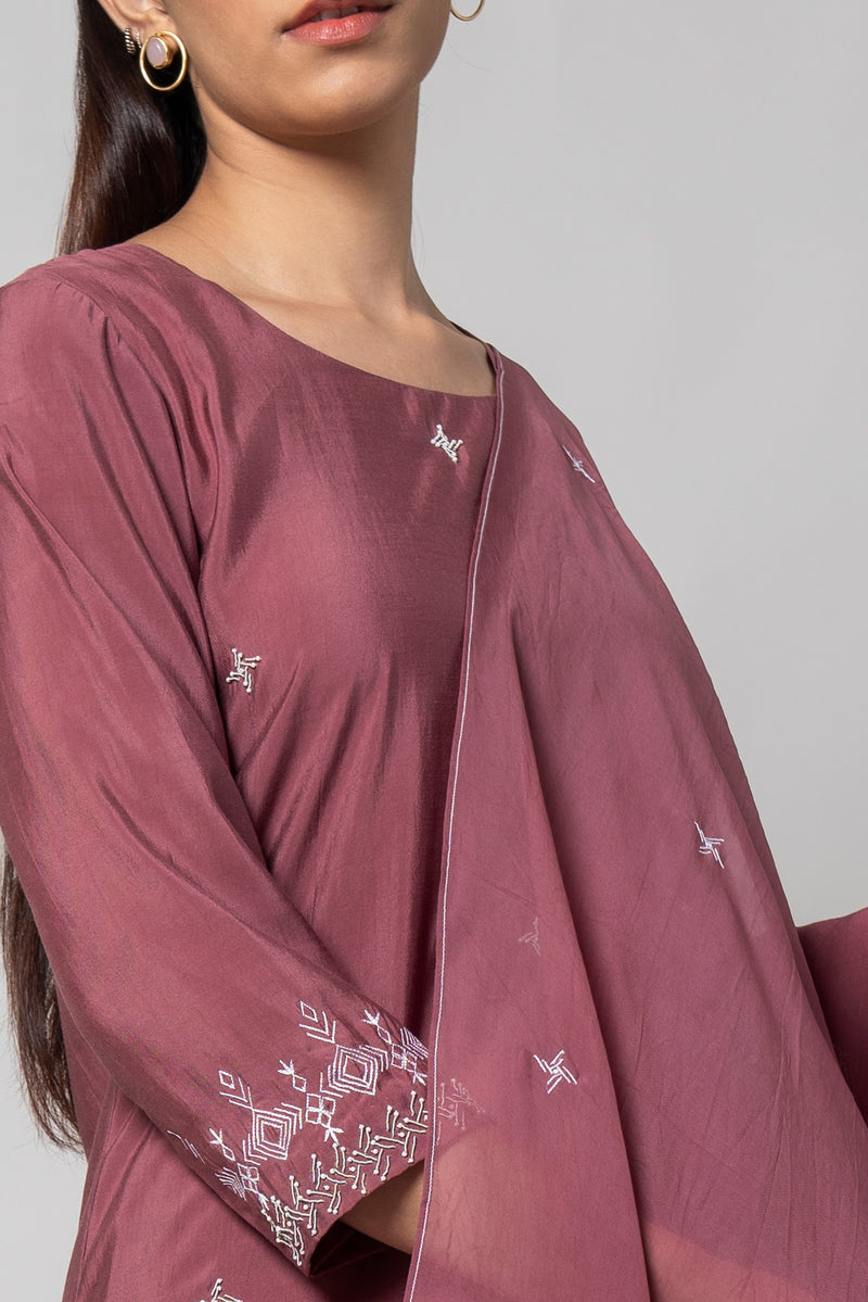 Turkish Rose Silk Kurta Set - House of Ayuda