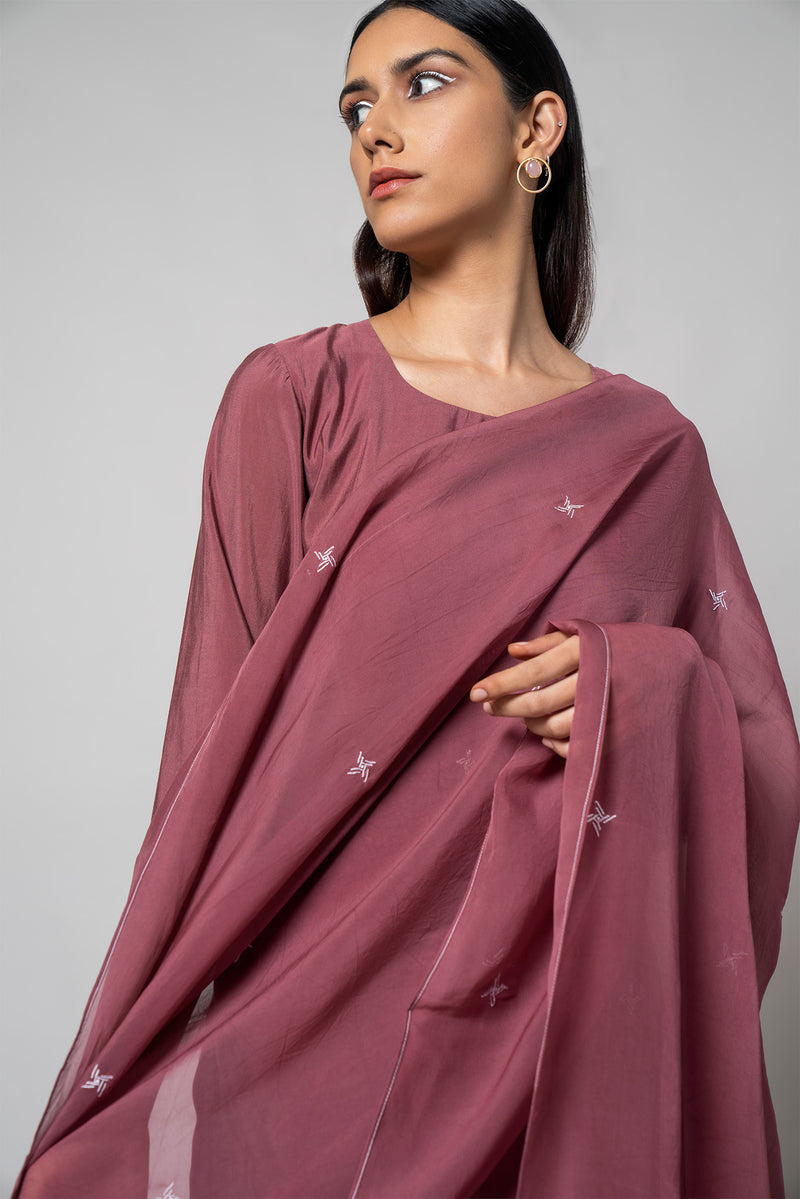 Turkish Rose Silk Kurta Set - House of Ayuda